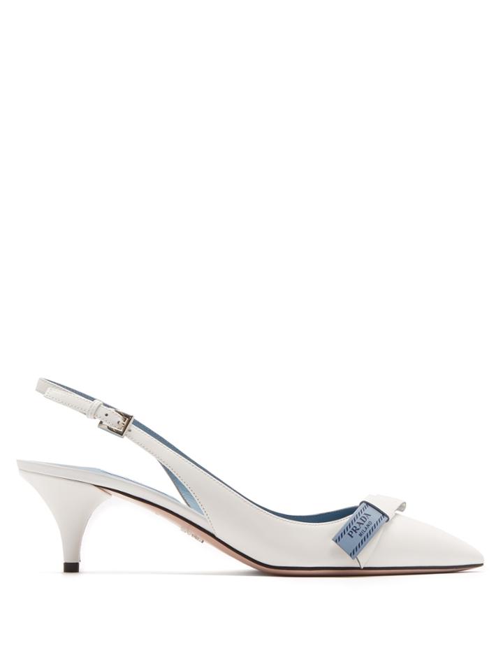 Prada Point-toe Leather Sling-back Pumps