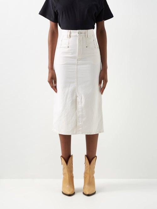 Isabel Marant - Dipoma Denim Midi Skirt - Womens - Ivory