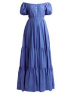 Caroline Constas Bardot Off-the-shoulder Geometric-print Maxi Dress