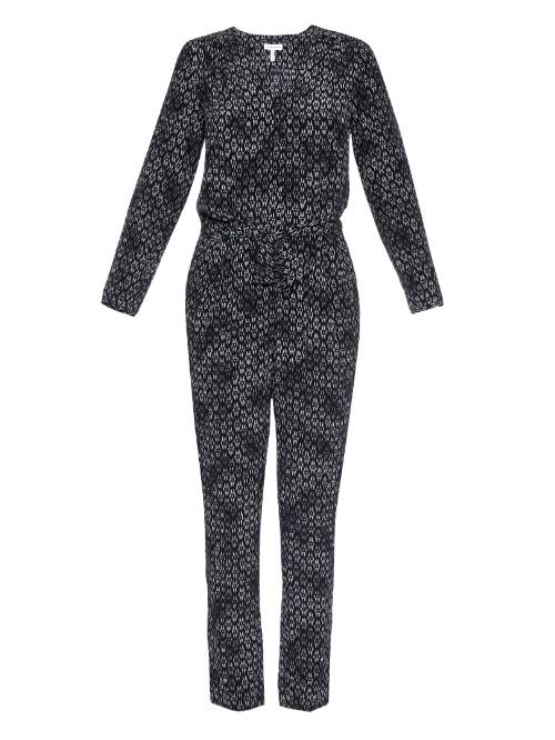 Rebecca Taylor Box Step Printed Silk Jumpsuit