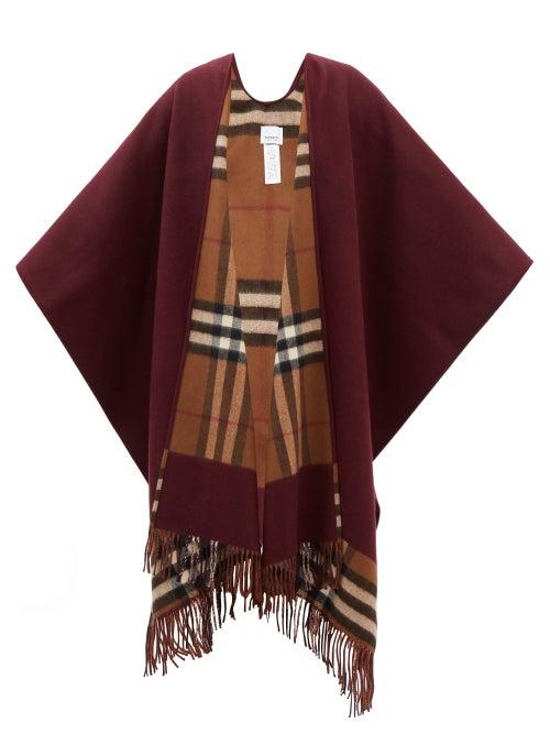 Burberry - Reversible Cashmere-blend Cape Scarf - Womens - Burgundy Multi