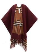 Burberry - Reversible Cashmere-blend Cape Scarf - Womens - Burgundy Multi