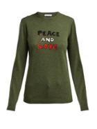 Matchesfashion.com Bella Freud - Peace And Love Cashmere Blend Sweater - Womens - Khaki Multi