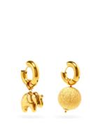 Matchesfashion.com Timeless Pearly - Mismatched Elephant & 24kt Gold-plated Earrings - Womens - Gold