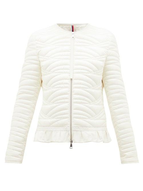 Matchesfashion.com Moncler - Ambre Ruffled Quilted-down Jacket - Womens - Ivory