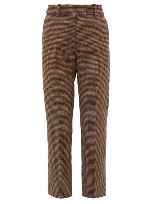 Matchesfashion.com Racil - Oscar Houndstooth Wool Cigarette Trousers - Womens - Brown