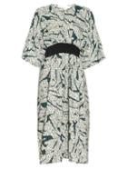 Cédric Charlier Contrast-belt Printed Dress