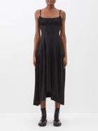 Paco Rabanne - Ruched Square-neck Jersey Midi Dress - Womens - Black