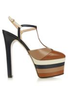 Gucci Angel Leather Striped Platform Sandals