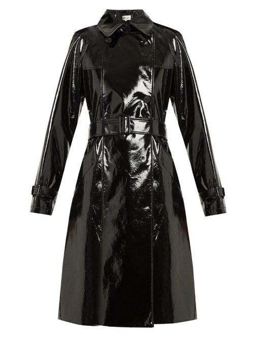 Matchesfashion.com Diane Von Furstenberg - Double Breasted Vinyl Trench Coat - Womens - Black