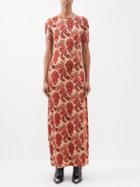 Paco Rabanne - Floral-jacquard Jersey Maxi Dress - Womens - Red Multi