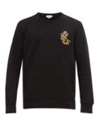 Matchesfashion.com Alexander Mcqueen - Zardozi-embroidered Logo Cotton Sweatshirt - Mens - Black