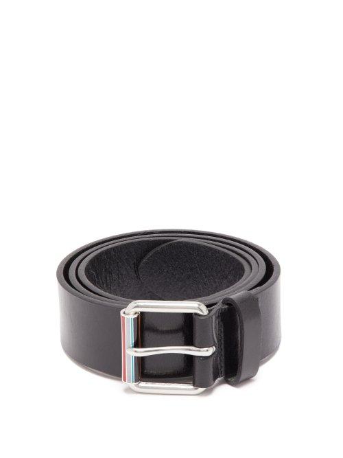 Matchesfashion.com Paul Smith - Artist Stripe Roller Buckle Leather Belt - Mens - Black