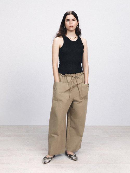 Raey - Patch Pocket Drawstring Cotton-blend Trousers - Womens - Tan