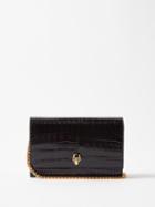 Alexander Mcqueen - Skull Croc-effect Leather Cross-body Bag - Womens - Black