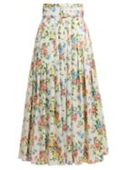 Matchesfashion.com Emilia Wickstead - High Rise Floral Print Midi Skirt - Womens - Multi