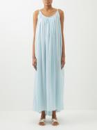 Loup Charmant - Nova Gathered Organic-cotton Dress - Womens - Light Blue