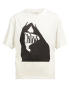 Matchesfashion.com Chlo - Logo Print Cotton T Shirt - Womens - White Black