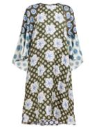 Matchesfashion.com Biyan - Athea Hibiscus Print Silk Dress - Womens - Blue Multi