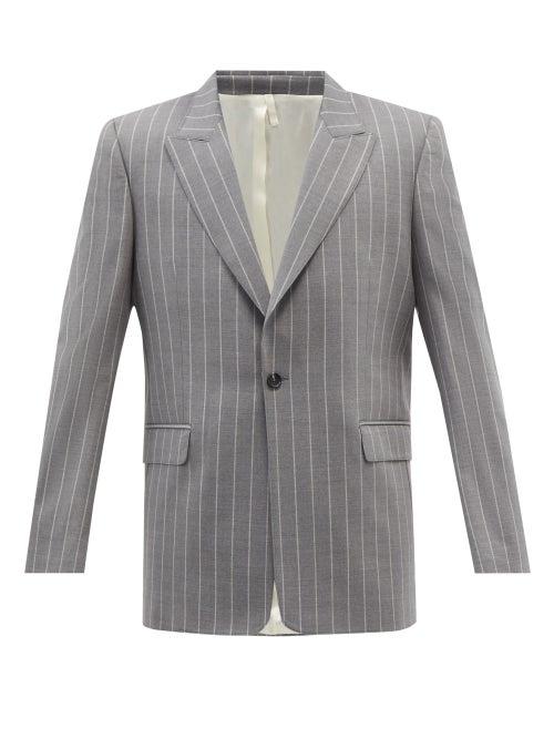 Sunflower - Single-breasted Pinstripe Wool-blend Suit Jacket - Mens - Grey Multi