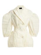Matchesfashion.com Simone Rocha - Double Breasted Balloon Sleeve Poplin Jacket - Womens - Light Yellow
