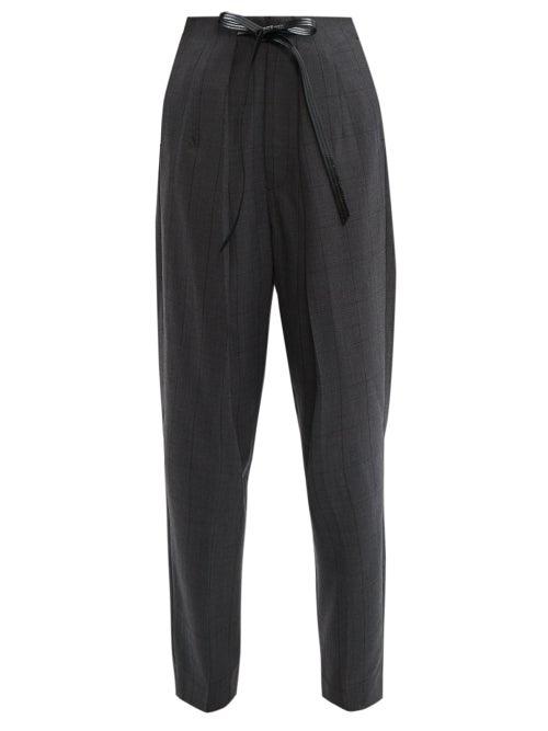 Matchesfashion.com Toga - Windowpane Check Tie Waist Trousers - Womens - Grey
