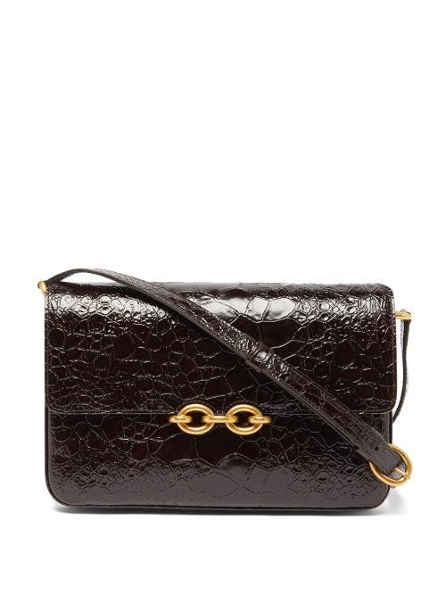 Saint Laurent - Maillon Crocodile-effect Leather Shoulder Bag - Womens - Black