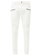 Matchesfashion.com Balmain - Ribbed-panel Slim-leg Jeans - Mens - White