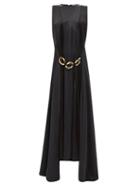 Jw Anderson - Chain-embellished Asymmetric-hem Satin Dress - Womens - Black