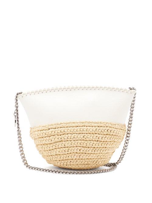 Matchesfashion.com Stella Mccartney - Falabella Small Raffia And Faux-leather Bag - Womens - White Multi