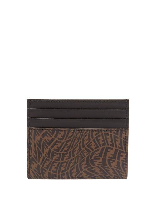 Mens Accessories Fendi - Ff-vertigo Grained-leather Cardholder - Mens - Brown Multi