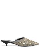 Matchesfashion.com Erdem - Fari Faux Pearl And Stud Houndstooth Mules - Womens - Brown Multi