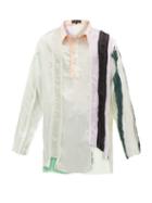 Matchesfashion.com Edward Cuming - Raw-edge Panelled Silk Shirt - Mens - Multi