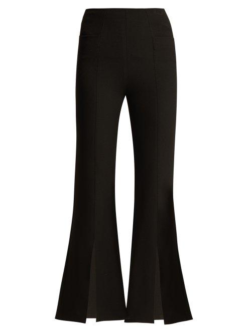 Matchesfashion.com Roland Mouret - Danesfield Kick Flare Crepe Trousers - Womens - Black