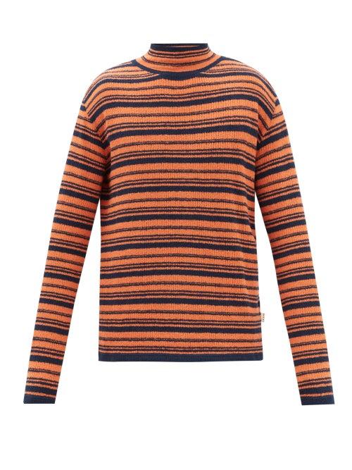 Marni - Terry-effect Striped Cotton-blend Sweater - Mens - Orange