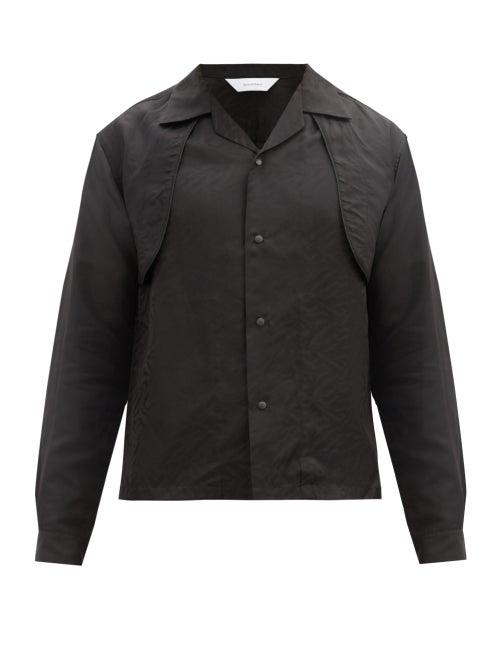 Matchesfashion.com Sasquatchfabrix - Layered Two-tone Poplin Shirt - Mens - Black
