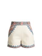 Talitha Zoya-embroidered Cotton Shorts