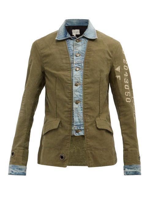 Greg Lauren - Ollie Cotton-canvas And Denim Jacket - Mens - Green