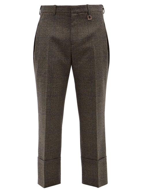 Wooyoungmi - Prince Of Wales Wool-blend Straight-leg Trousers - Mens - Brown
