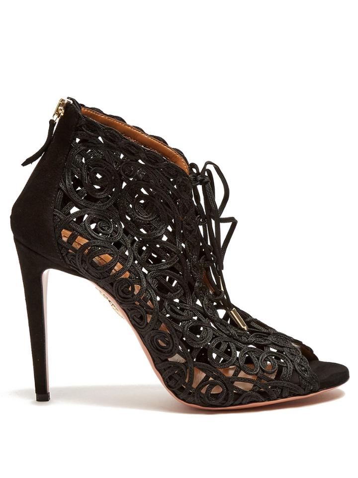 Aquazzura Kya 110 Macram-lace And Suede Sandals