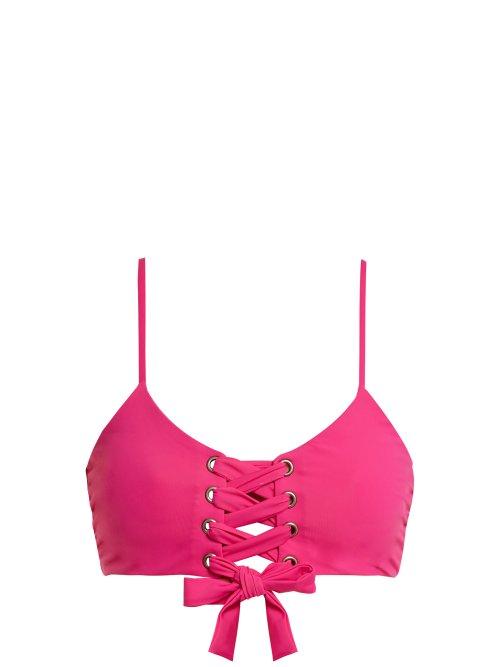 Matchesfashion.com Mara Hoffman - Scarlett Lace Up Bikini Top - Womens - Fuchsia