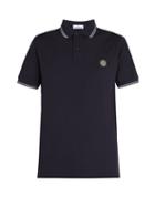 Matchesfashion.com Stone Island - Logo Patch Cotton Blend Piqu Polo Shirt - Mens - Navy