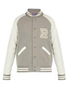 Matchesfashion.com Ralph Lauren Purple Label - Logo Embroidered Cotton Blend Varsity Jacket - Mens - Grey