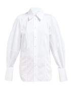 Matchesfashion.com Khaite - Cecily Balloon Sleeve Cotton Poplin Shirt - Womens - White