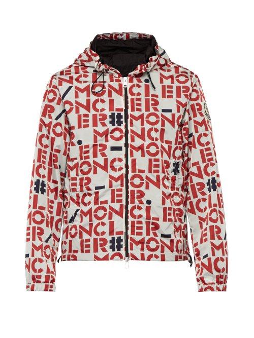 Matchesfashion.com 2 Moncler 1952 - Hooded Logo Print Nylon Windbreaker - Mens - White Multi