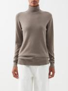 Raey - Roll-neck Fine-rib Responsible-cashmere Sweater - Womens - Light Brown