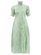 Thierry Colson - Venetia Floral Cotton-poplin Shirt Dress - Womens - Green Print