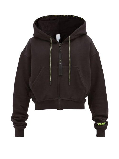 Reebok X Victoria Beckham - Logo-embroidered Cotton Hooded Sweatshirt - Womens - Black