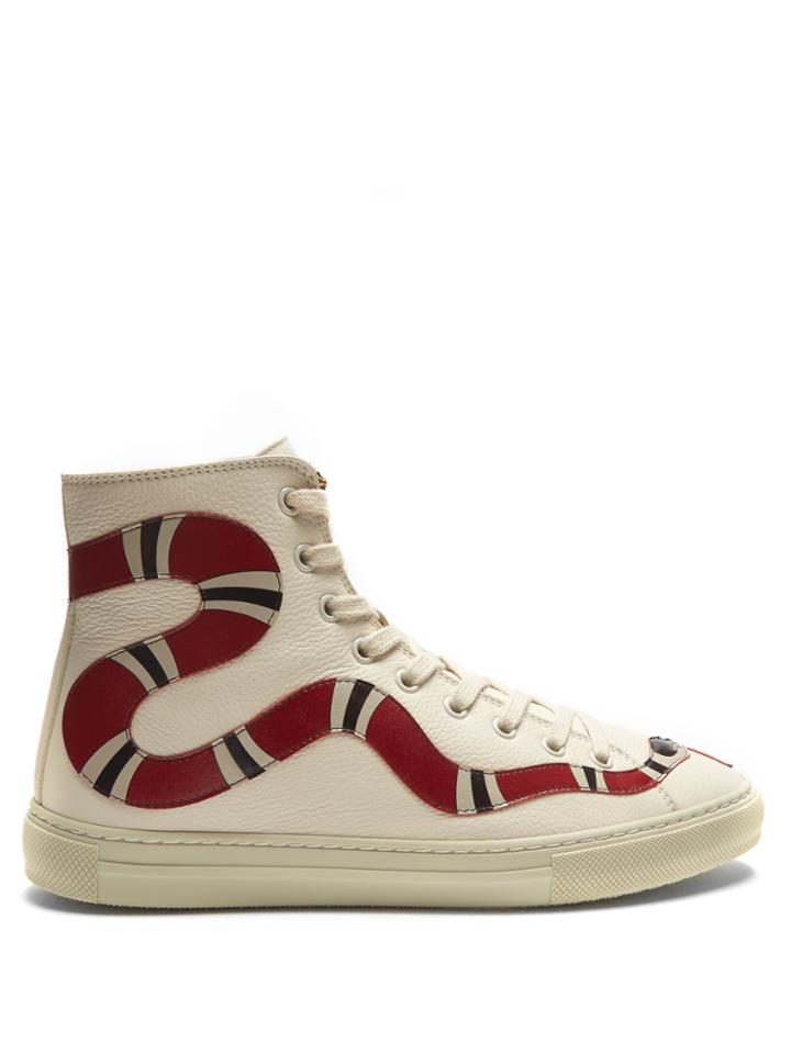 Gucci Major Snake-appliqu High-top Leather Trainers