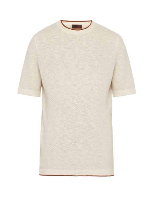 Matchesfashion.com Altea - Knitted Linen Blend T Shirt - Mens - White